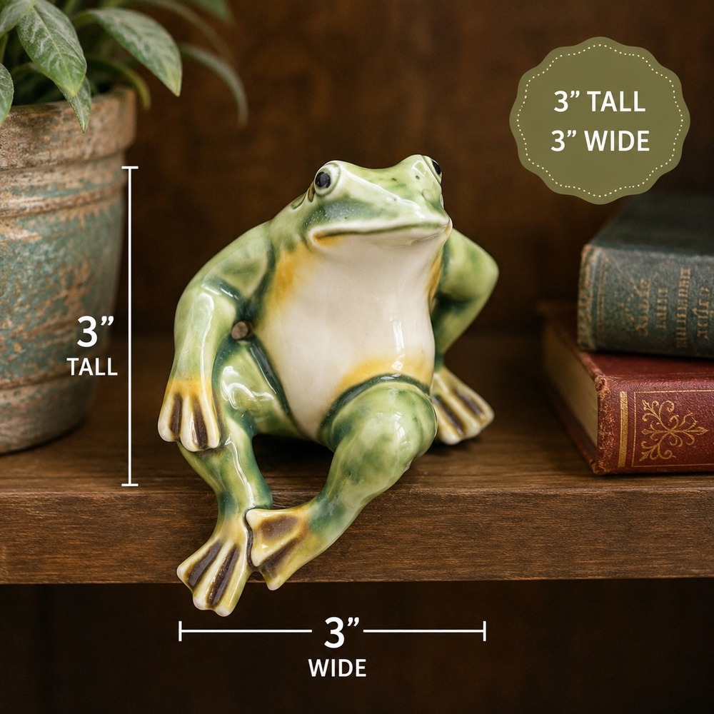 Vintage Japan Hand Painted Toad Frog Shelf Sitter Figurine Colorful Ceramic